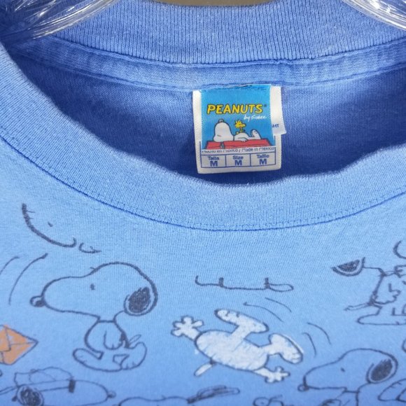 Peanuts Snoopy 90s Blue Short Sleeve T-Shirt Size Medium - Picture 4 of 5
